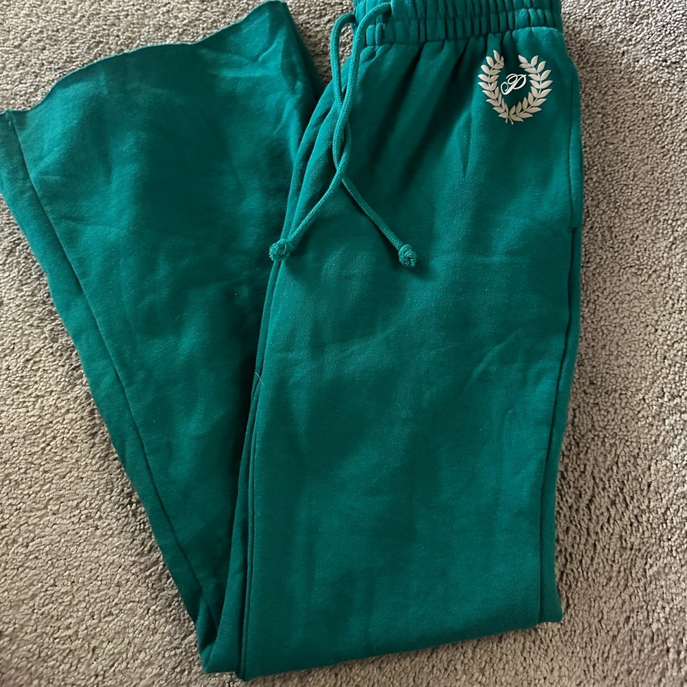 Victoria's Secret Green Wide Leg Pants with Elastic Waist
